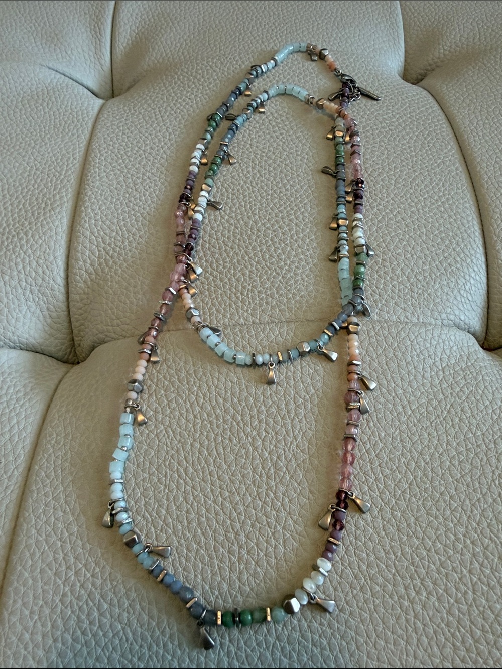 Stella and Dot Pastel Multicolor Beaded Long Necklace - Layered Gemstone Style